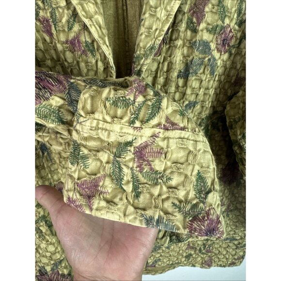 Soft Surroundings Women's Plus 2X Embroidered Single Toggle Jacket Gold Floral - Picture 5 of 14
